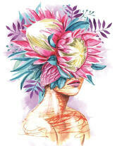 Без бренда «Портрет девушка с оригинальными цветами на голове» в Краснодаре