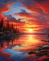 Яркий красочный закат над морем