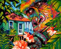 Задумчивый шимпанзе у домика