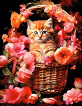 Без бренда «Рыжий котенок в корзине с цветами» в Краснодаре в интернет-магазине  Без бренда «Рыжий котенок в корзине с цветами» в Краснодаре
