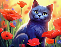 Без бренда «Серый котик и маки» в Краснодаре в интернет-магазине  Без бренда «Серый котик и маки» в Краснодаре