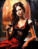 Без бренда «Обворожительная брюнетка с бокалом красного вина» в Краснодаре