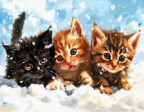 Три маленьких пушистых котенка