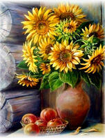 Без бренда «Кувшин с подсолнухами и корзинка с яблоками» в Краснодаре