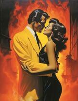 Поцелуй на фоне огня
