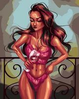 Без бренда «Девушка в нижнем белье с бокалом вина» в Краснодаре